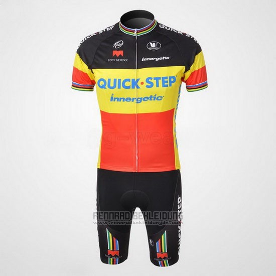 2010 Fahrradbekleidung Quick Step Champion Belgien Trikot Kurzarm und Tragerhose - zum Schließen ins Bild klicken